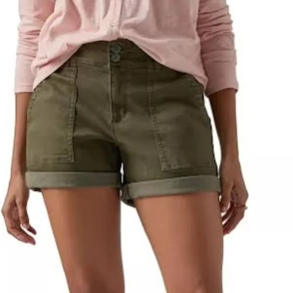 Sanctuary Renegade Shorts Mid-Rise Women's Dark Olive Green Cuffed size Large